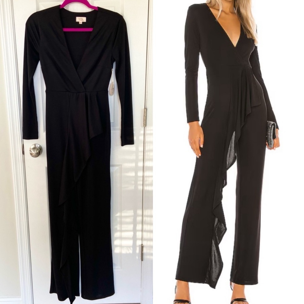 Camila Coelho Marisol Black Ruffle Jumpsuit Jumper XS New with Tags